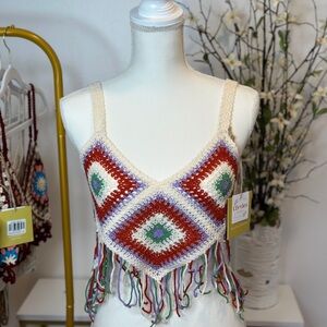 Boho Crochet Fringe Crop Top